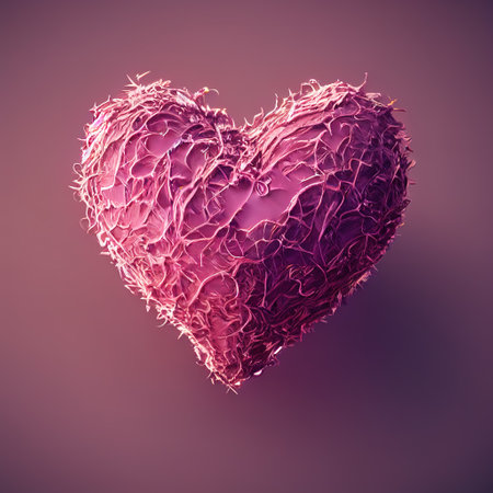 Pink fluffy hearts. AI render.の写真素材