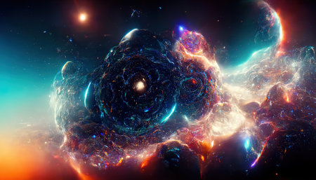 Spiral nebula.Background. AI render.の写真素材