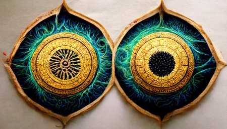 golden amulet background. AI renderの写真素材