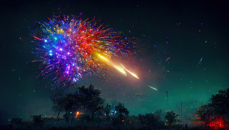 sparkling color fireworks. AI generated.の写真素材