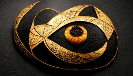 golden amulet background. AI renderの写真素材