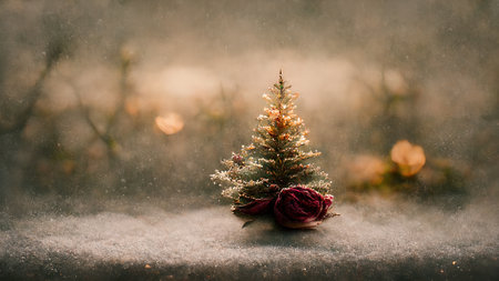Christmas snow card. AI render.の写真素材