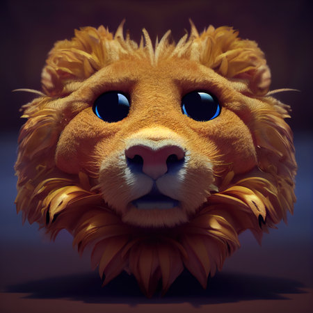 cartoon lion head. AI render.の写真素材