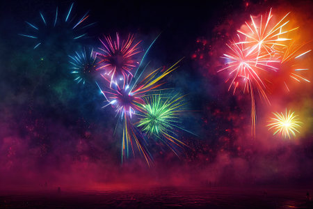 sparkling color fireworks. AI generated.の写真素材