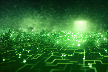 Green matrix background. AI generated