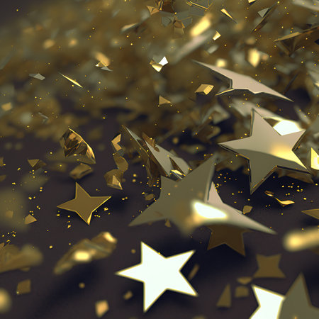 Golden stars, Confetti celebration. AI.の写真素材