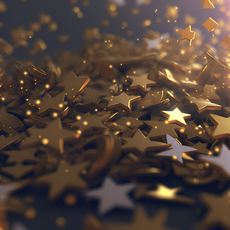 Golden stars, Confetti celebration. AI.の写真素材