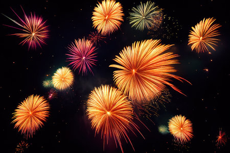 Sparkling color fireworks. AI generated.の写真素材