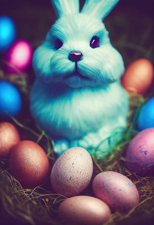 Pretty Easter Bunny. AI render.の写真素材