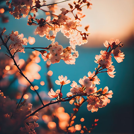 Cherry blossoms tree spring. Ai generatedの写真素材