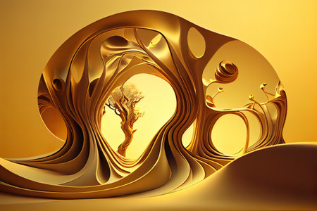 Expensive trendy luxury gold background. AI render.の写真素材