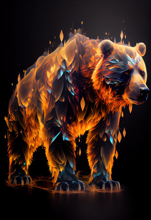 Fiery bear print or logo. Ai-renderedの素材