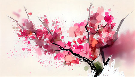 Watercolor festive background with flowers. AI generated.の写真素材