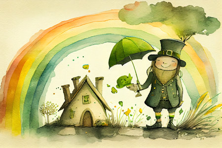 Watercolor st Patrick backdrop. Ai render.の素材