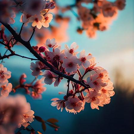 Cherry blossoms flower tree spring. Ai generatedの写真素材