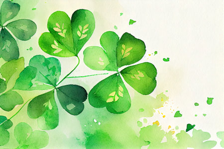 St. patricks day watercolor clover background. AI generatedの写真素材