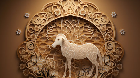 Postcard for Eid al-Adha with sacrificial animalの写真素材