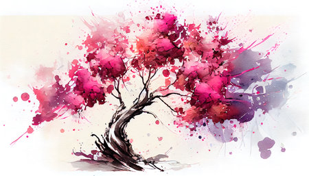 Watercolor festive background with flowers. AI generated.の写真素材