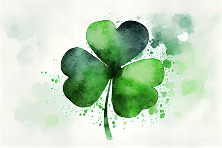 St. patrick's day watercolor clover background. AI generated.