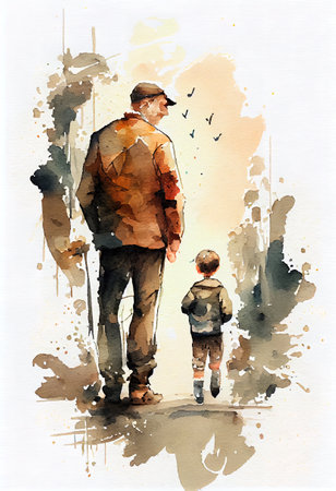 Father day watercolor background. AI generated.の写真素材