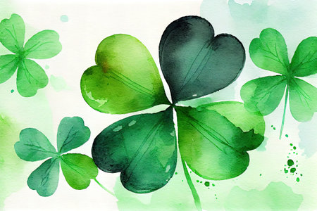 St. patrick's day watercolor clover background. AI generated.の写真素材