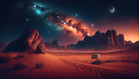 Wallpaper with night under the milky way galaxy. Ai generated