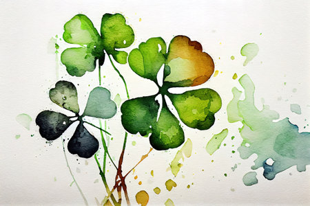 St. patrick's day watercolor clover background. AI generated.の写真素材