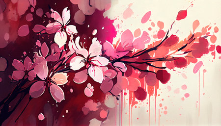 Watercolor festive background with flowers. AI generated.の写真素材