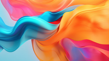 Abstract 3d rendering of wavy colorful background. Creative design template.