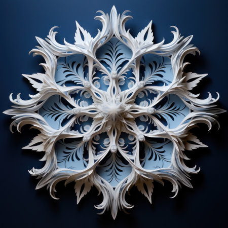Beautiful patterned volumetric paper snowflakeの写真素材
