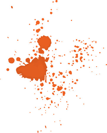 Orange paint Ink splash. Grunge orange Ink Stain. Bright Holi festival paint blot.の写真素材