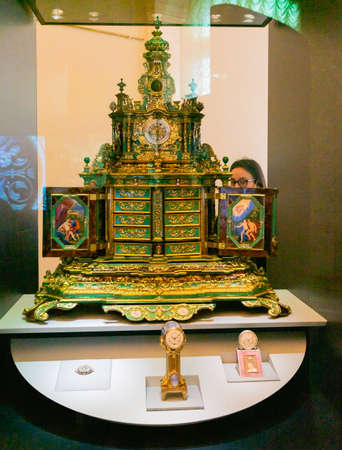 Cabinet with a clock by Cartier made in Germany in 1700s, at the exhibitionのeditorial素材