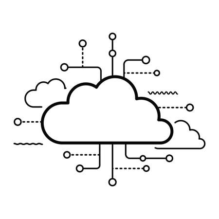 cloud storage of information, cloud drive of data on internet, big data on cyberspaceのイラスト素材