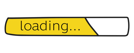 loading bar for download information from internet. Yellow loading bar on a white background. Flat...