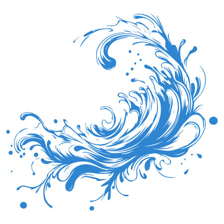 Abstract blue water splash isolated on a white background. Vector illustration.のイラスト素材