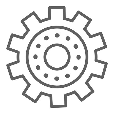 Gear thin line icon. Cogwheel gear vector illustration isolated on white. Cogwheel outline style design, designed for web and app. Eps 10.のイラスト素材