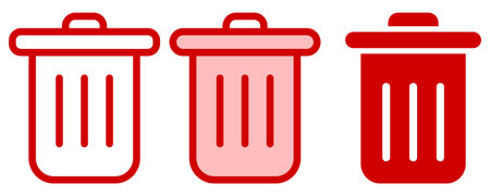 Trash can icons set on white background. Vector illustration in flat style.のイラスト素材