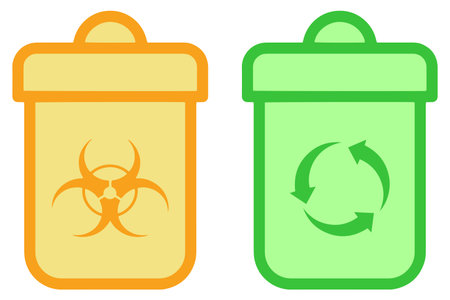 Recycling bin icon with biohazard sign. Recycling symbol.のイラスト素材