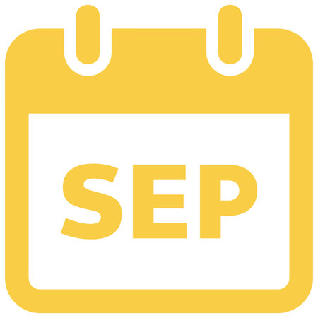 Vector calendar icon with September text. Calendar icon on white background. Months of year in the yearly calendar, date and time calendarのイラスト素材