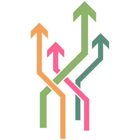 upward arrows pointing to above direction, the sign of growth in business. Colorful arrows on white background. Vector illustration. Eps 10.のイラスト素材