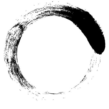 Vector brush strokes circles. Black and white grunge illustration. Abstract background. paintbrush with black ink in old style, abstract circle with brush strokeのイラスト素材