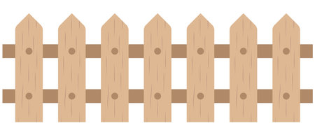 Wooden fence isolated on a white background. Wooden garden fence in the countryside to protect the farm of farmers, bamboo house fenceのイラスト素材