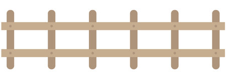 Wooden fence isolated on white background. Vector illustration in flat style.のイラスト素材