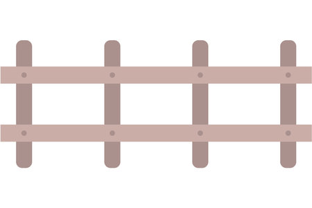 Wooden fence isolated on white background. Vector illustration in flat style. Wooden garden fence in the countryside to protect the farm of farmers, bamboo house fenceのイラスト素材
