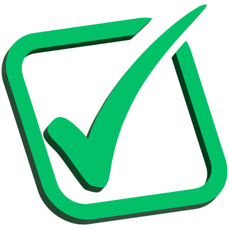 Green check mark icon on white background. Vector illustration. Eps 10.の写真素材
