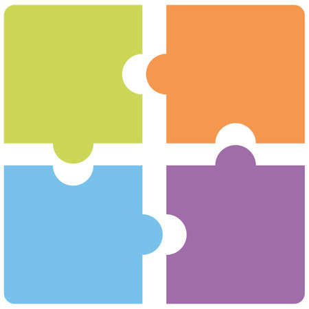 Puzzle pieces icon set, vector illustration. Flat design style.のイラスト素材