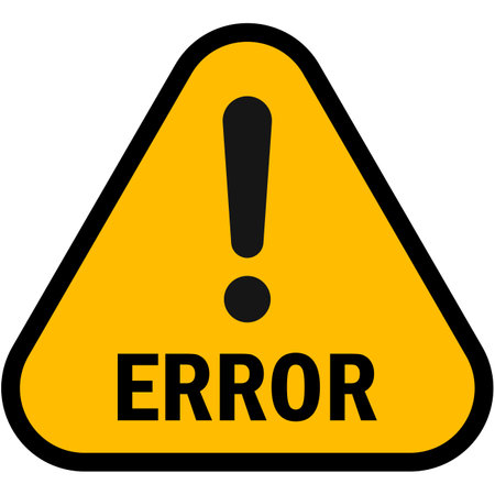 Error warning sign on white background. Warning triangle with exclamation mark.のイラスト素材