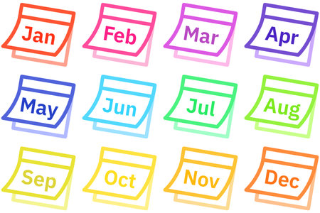 Illustration of a Calendar with the month of June in different colorsのイラスト素材