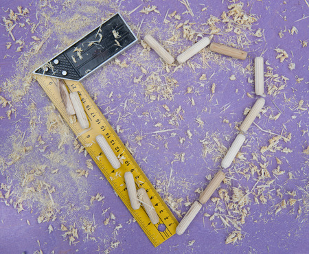 wooden background with toolsの写真素材