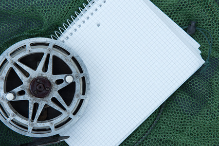 background with fishing accessoriesの写真素材